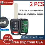2016-2020 Honda Accord Civic / 4-Button Remote Head Key / MLBHLIK6-1TA (G Chip) 433 MHz